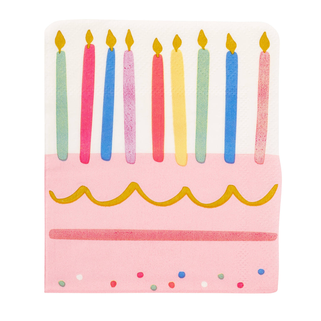 PLBDY32 - Foil Cake & Candles Cocktail Napkin