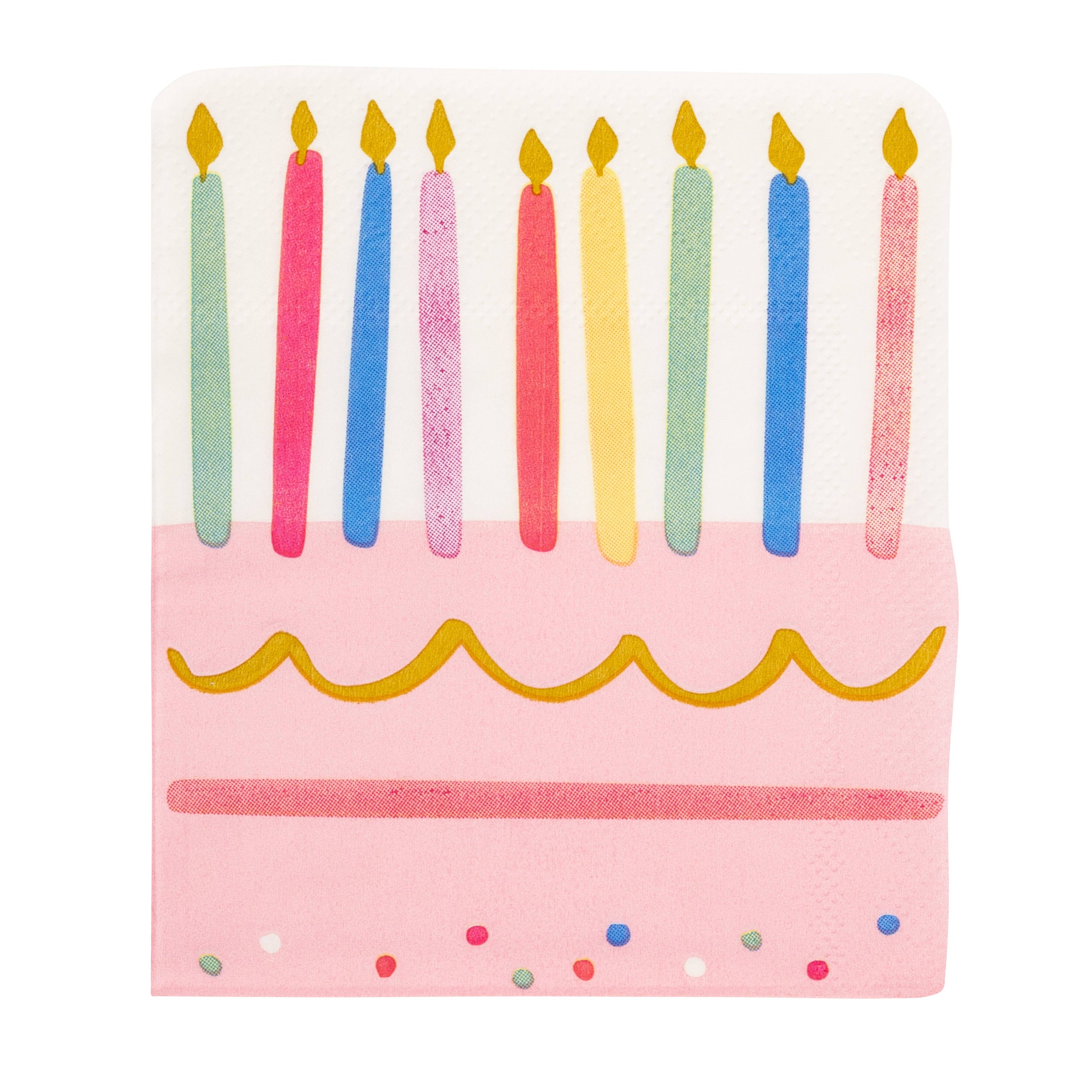 PLBDY32 - Foil Cake & Candles Cocktail Napkin