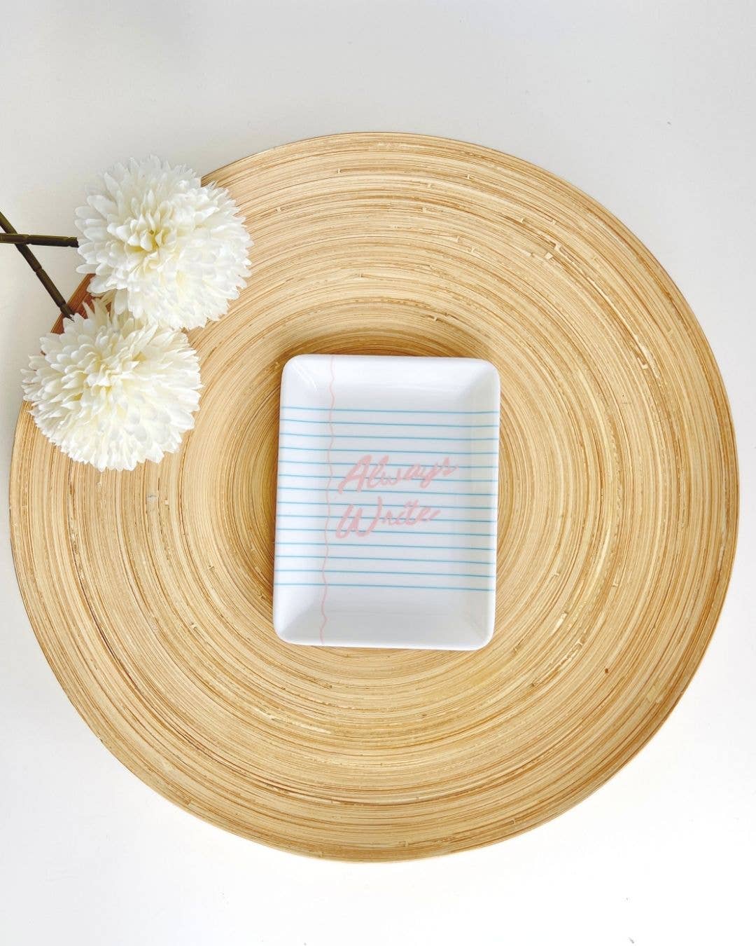 "Always Write" Trinket Tray | Paper Motif Small Dish Teacher