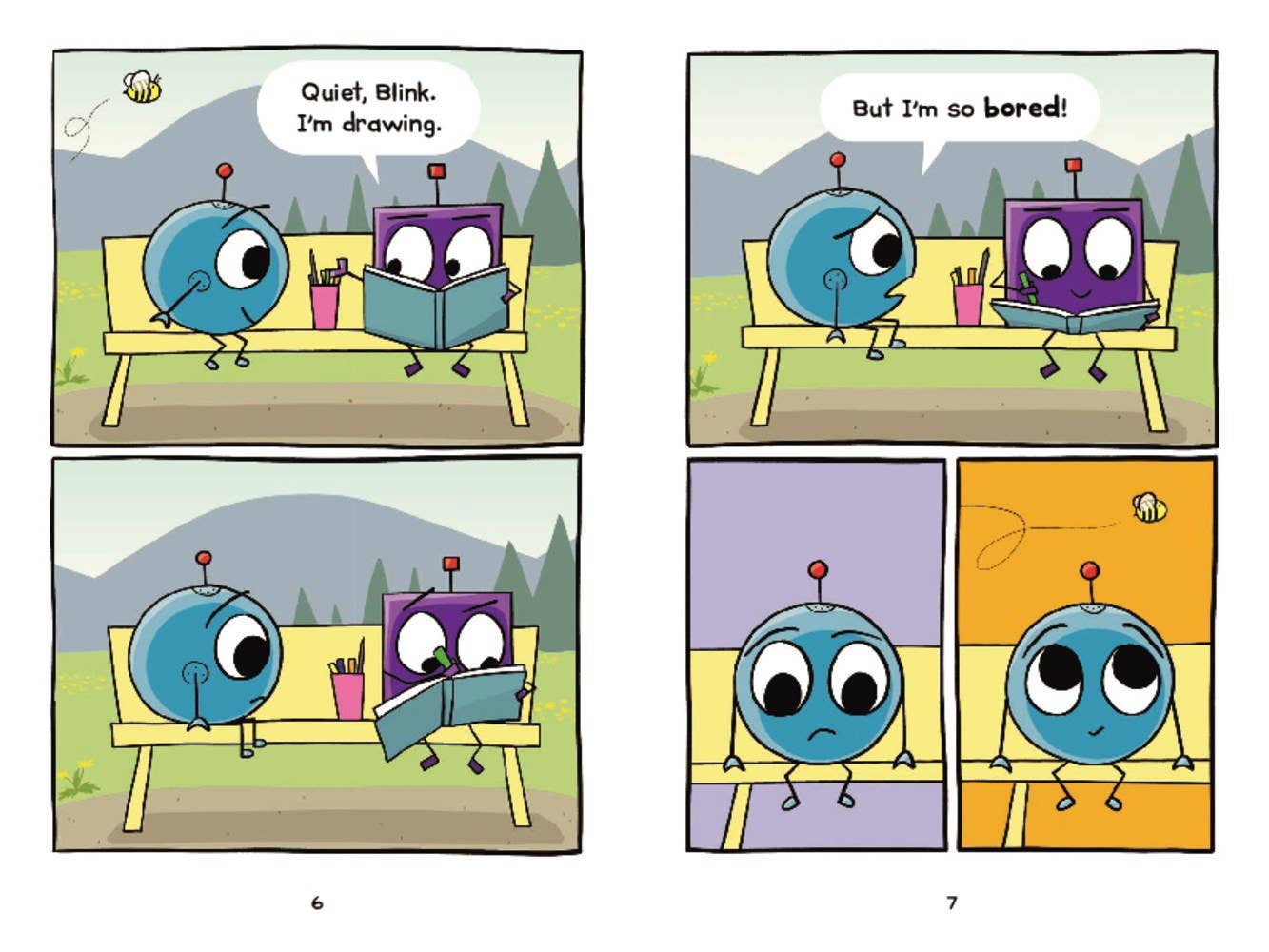 Friendbots: Blink and Block Bug Each Other