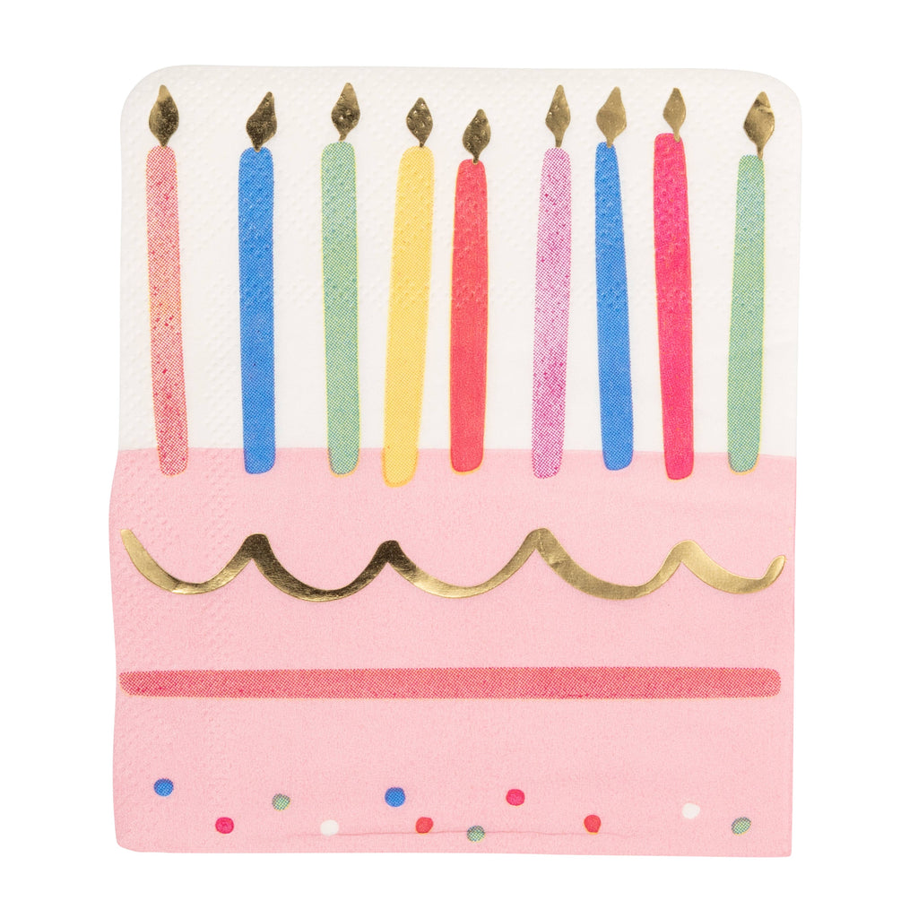 PLBDY32 - Foil Cake & Candles Cocktail Napkin