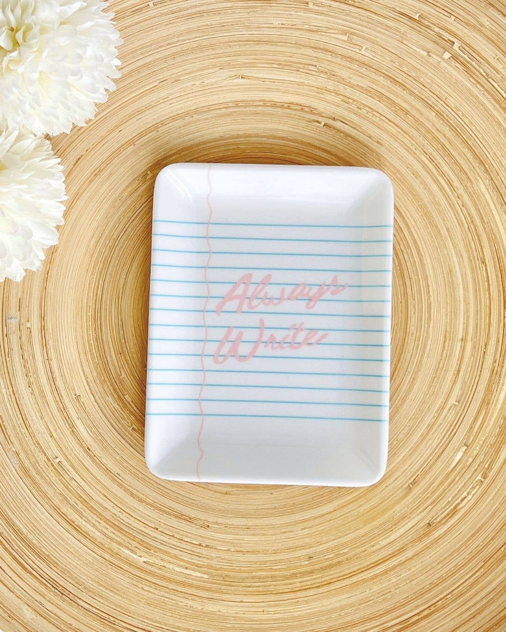 "Always Write" Trinket Tray | Paper Motif Small Dish Teacher