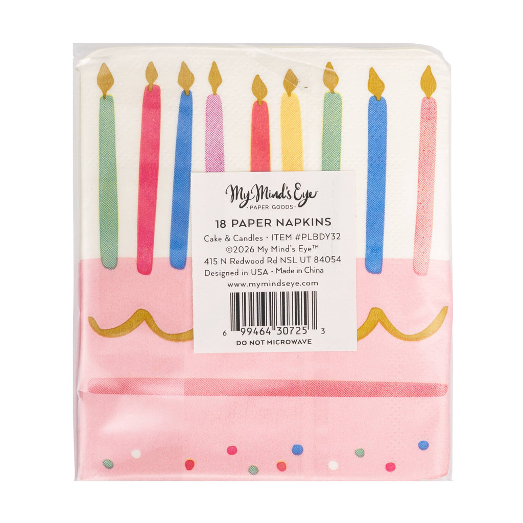 PLBDY32 - Foil Cake & Candles Cocktail Napkin