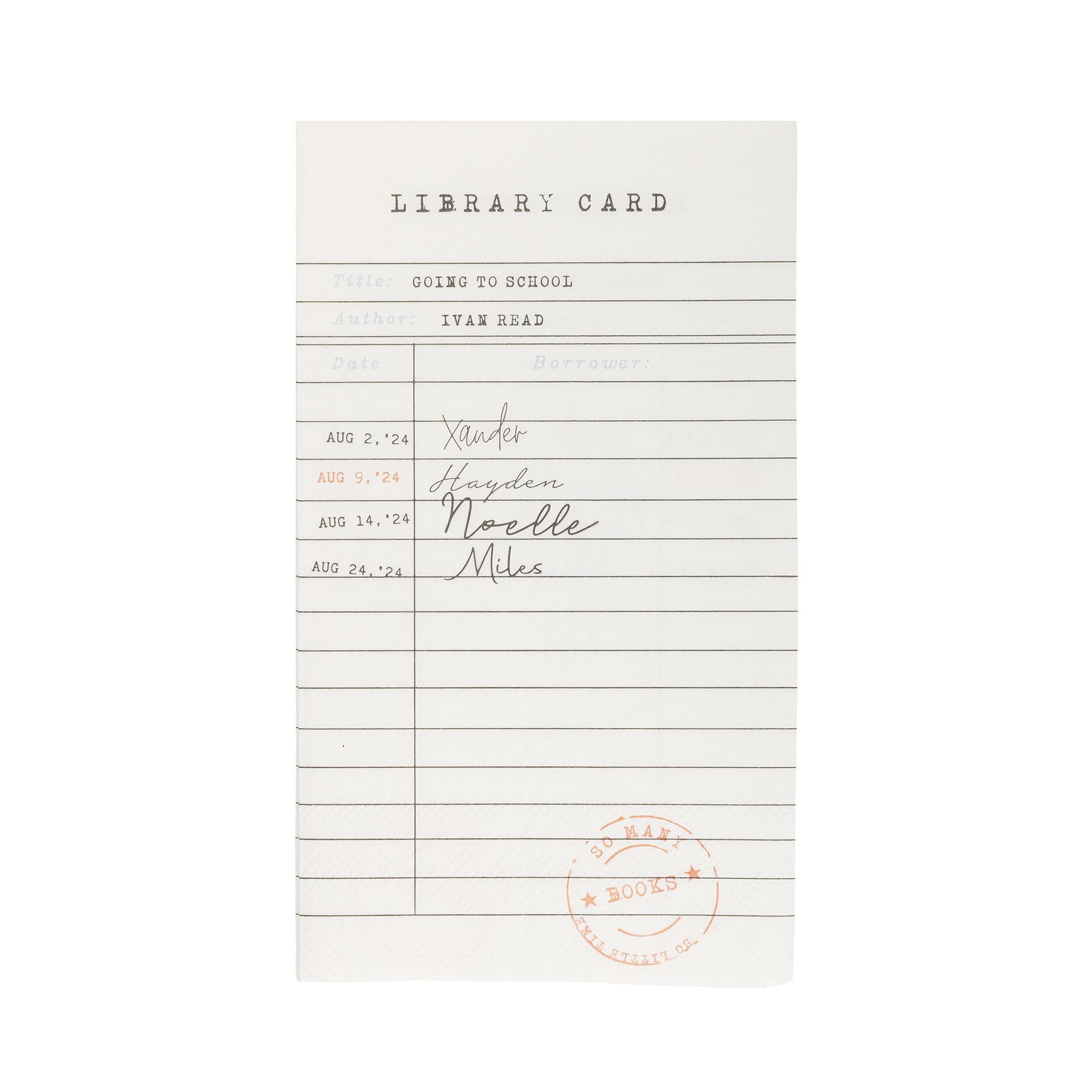 BTS1038 - Occasions By Shakira - Library Card Dinner Napkin